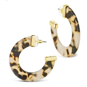 Sterling Forever Tortoise and Gold Hoop Earrings NWT